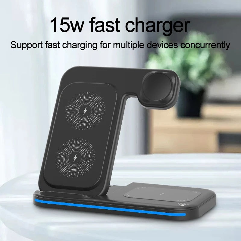 Aicheers 3 In 1 Wireless Foldable Fast Charging Station