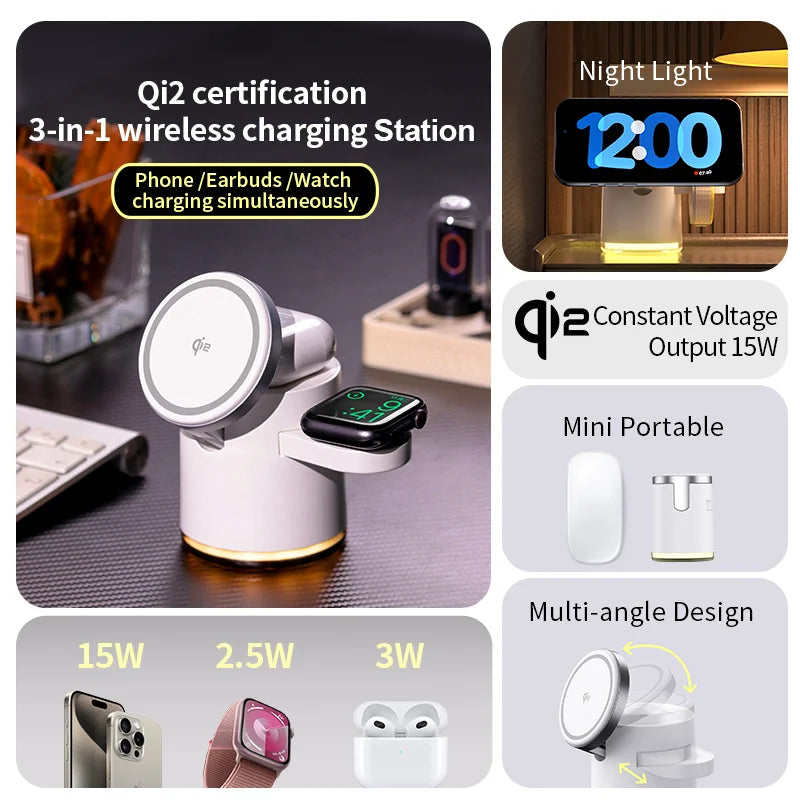 Aicheers Qi2 Wireless Fast Charging Station